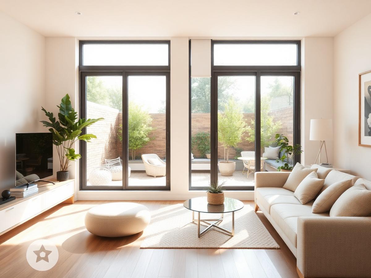 Helles, modernes Zimmer mit Ausblick